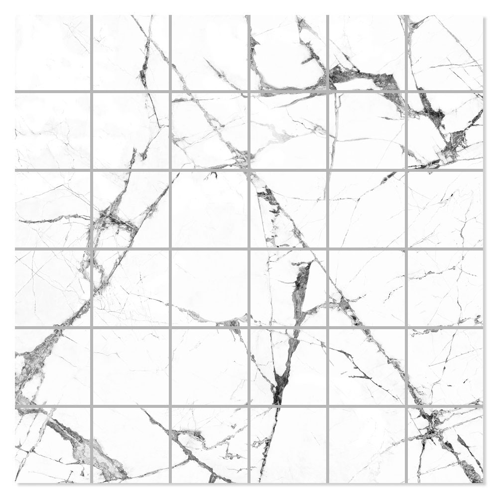 Marmor Mosaikkflis Shirokuma Hvit Polert 30x30 (5x5) cm